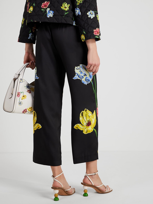 Black Kate Spade Placed Floral Women's Pants | 61790-KBTN