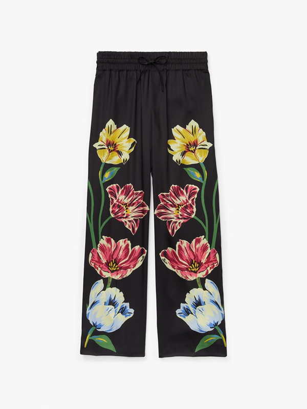 Black Kate Spade Placed Floral Women's Pants | 61790-KBTN