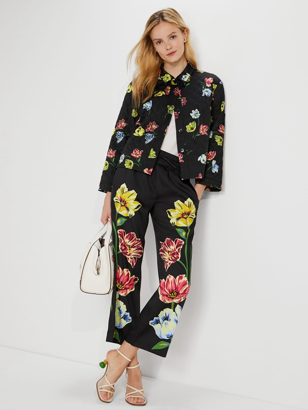 Black Kate Spade Placed Floral Women\'s Pants | 61790-KBTN