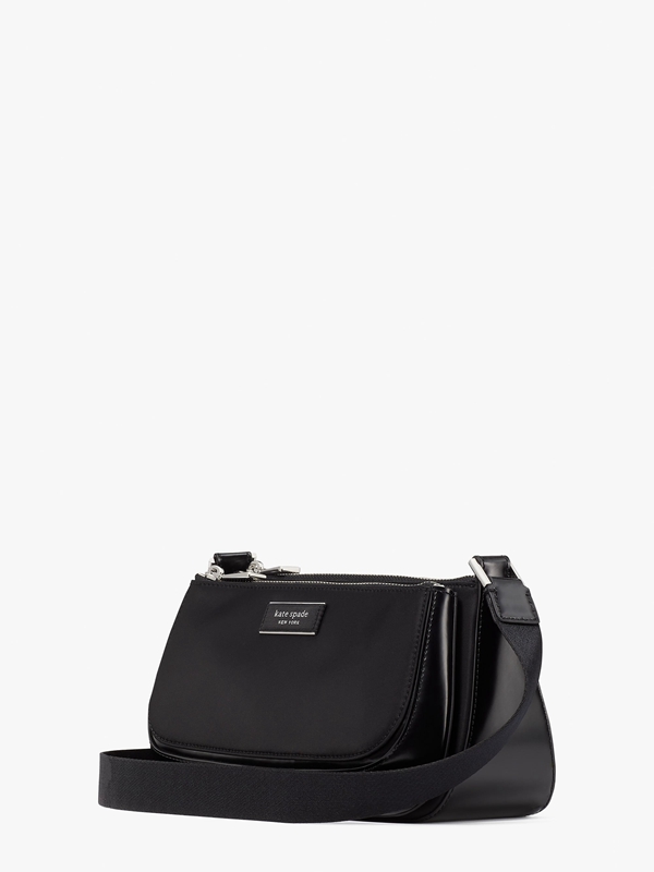 Black Kate Spade Sam Icon Nylon East West Medium Women's Crossbody Bags | 85190-OCBG