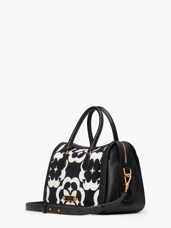 Black Kate Spade Spade Flower Monogram Gramercy Chenille Medium Women's Satchel Bags | 89746-AGIP