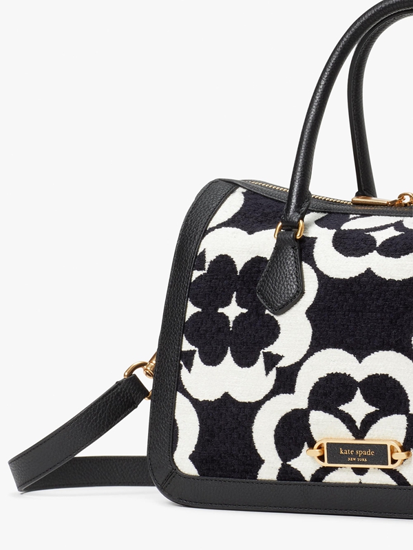 Black Kate Spade Spade Flower Monogram Gramercy Chenille Medium Women's Satchel Bags | 89746-AGIP