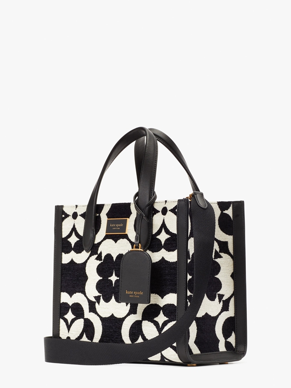 Black Kate Spade Spade Flower Monogram Manhattan Chenille Small Women's Tote Bags | 81702-TKNQ