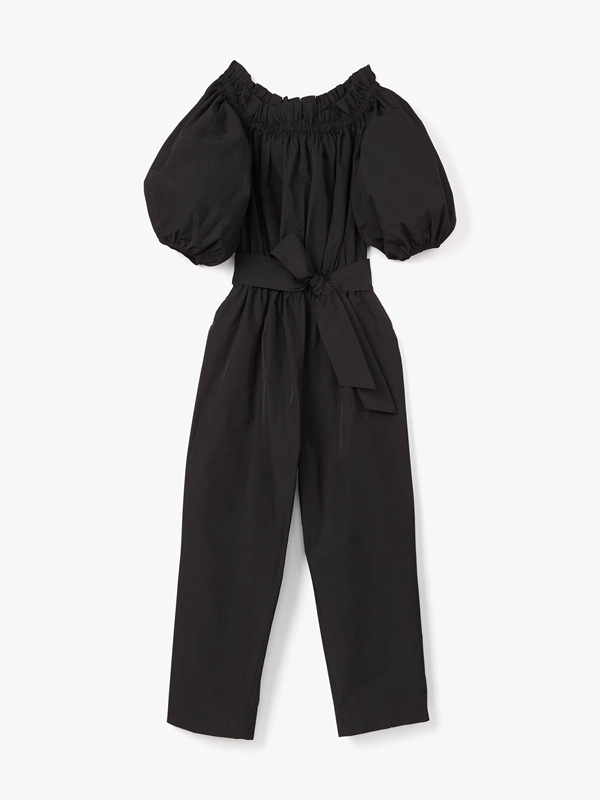 Black Kate Spade Taffeta Off-The-Shoulder Women's Jumpsuit | 61258-SZRM