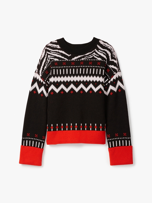 Black Kate Spade Zebra Fair Isle Women's Sweaterss | 71854-XZEM