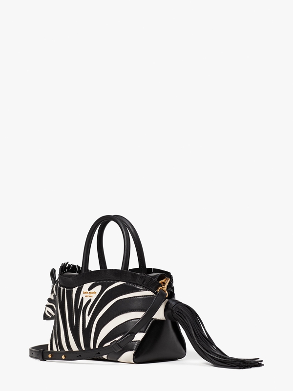 Black Kate Spade Ziggy Metallic 3d Zebra Women's Satchel Bags | 69235-KHMC