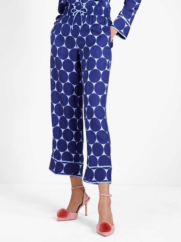 Blue Kate Spade Deborah Dot Silk Twill Women\'s Pants | 26518-DUWL