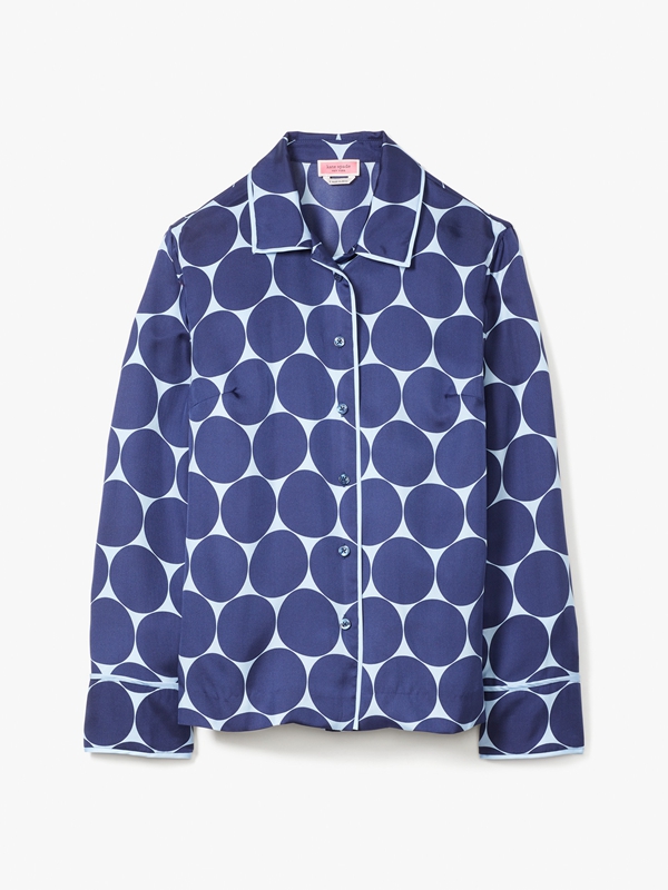 Blue Kate Spade Deborah Dot Silk Twill Women's Tops | 81495-HXKW