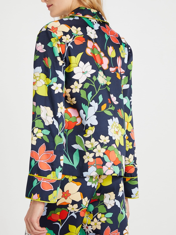 Blue Kate Spade Flower Bed Twill Women's Shirts | 14680-ZRLT