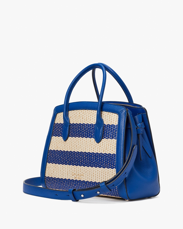 Blue Kate Spade Knott Striped Medium Women's Satchel Bags | 35461-MQFB