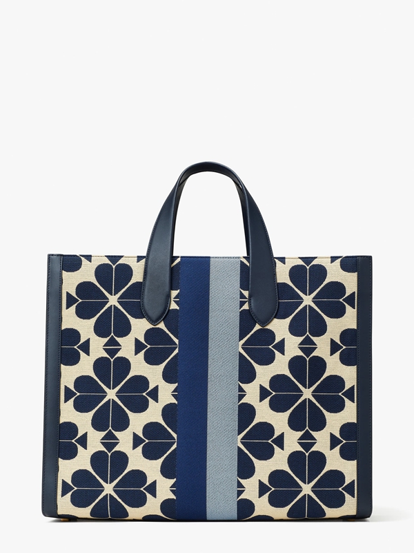 Blue Kate Spade Oversized Spade Flower Jacquard Stripe Manhattan Large Women's Tote Bags | 49852-BVED