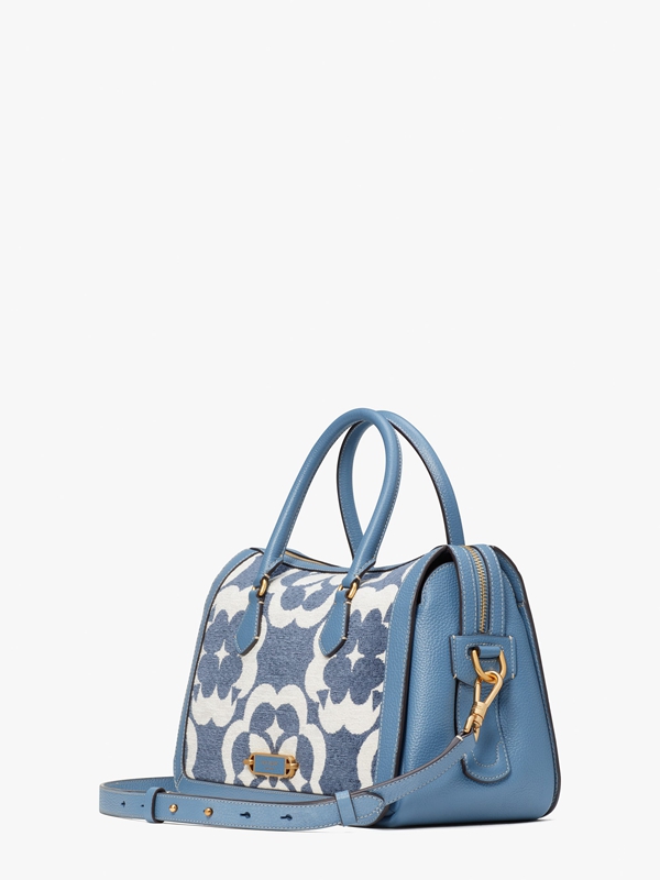 Blue Kate Spade Spade Flower Monogram Gramercy Chenille Medium Women's Satchel Bags | 74693-CGKX