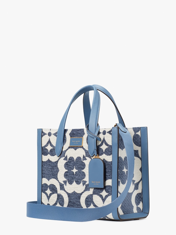 Blue Kate Spade Spade Flower Monogram Manhattan Chenille Small Women's Tote Bags | 25846-CIFM