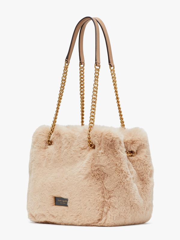 Brown Kate Spade Chain Bucket Faux Fur Small Chain Women's Bucket Bags | 42358-TOWY