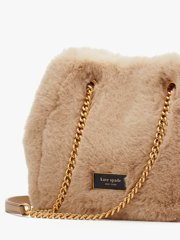 Brown Kate Spade Chain Bucket Faux Fur Small Chain Women's Bucket Bags | 42358-TOWY