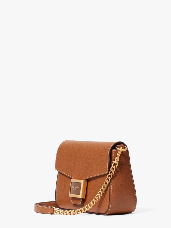 Brown Kate Spade Katy Textured Leather Flap Chain Women's Crossbody Bags | 87109-YJBP