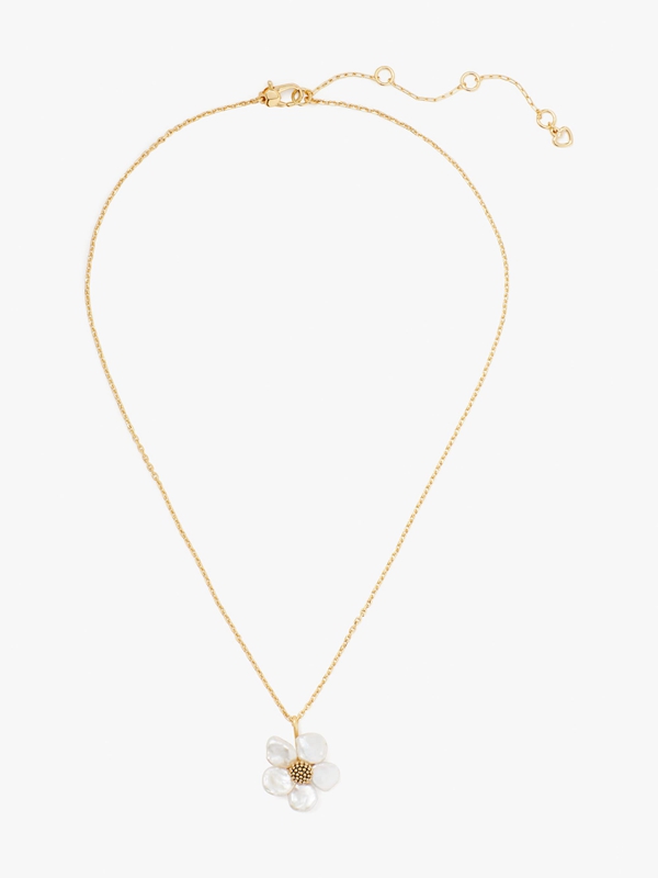 Cream / Gold Kate Spade Floral Frenzy Mini Pendant Women's Necklace | 15809-JRLG