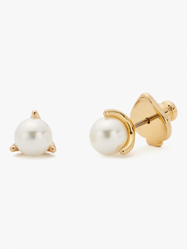 Cream / Gold Kate Spade Mini Trio Prong Studs Women\'s EarRings | 63590-ASFE