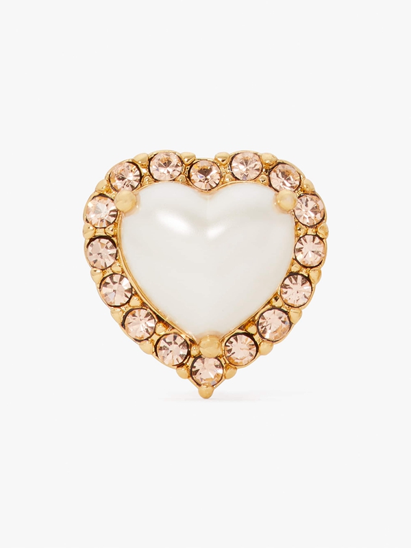 Cream / Gold Kate Spade My Love Heart Studs Women's EarRings | 17293-SJOW