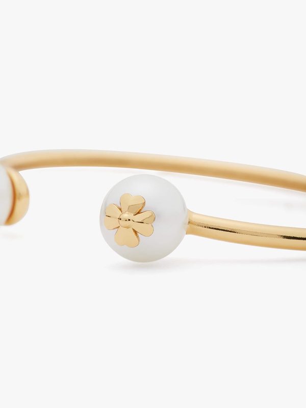 Cream / Gold Kate Spade Pearls On Pearls Flex Cuff Women's Bracelet | 80592-DUGL