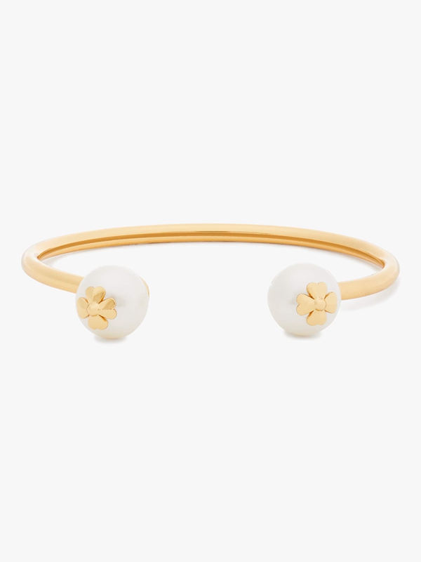 Cream / Gold Kate Spade Pearls On Pearls Flex Cuff Women\'s Bracelet | 80592-DUGL