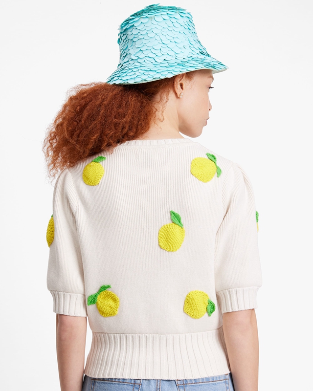 Cream Kate Spade Crochet Lemons Women's Knitwear | 15972-HCIX