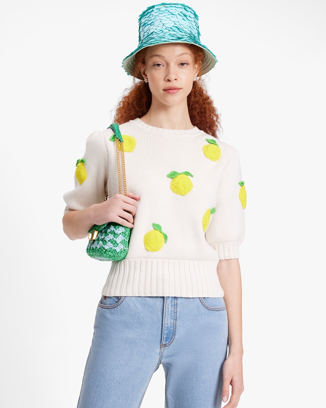 Cream Kate Spade Crochet Lemons Women\'s Knitwear | 15972-HCIX