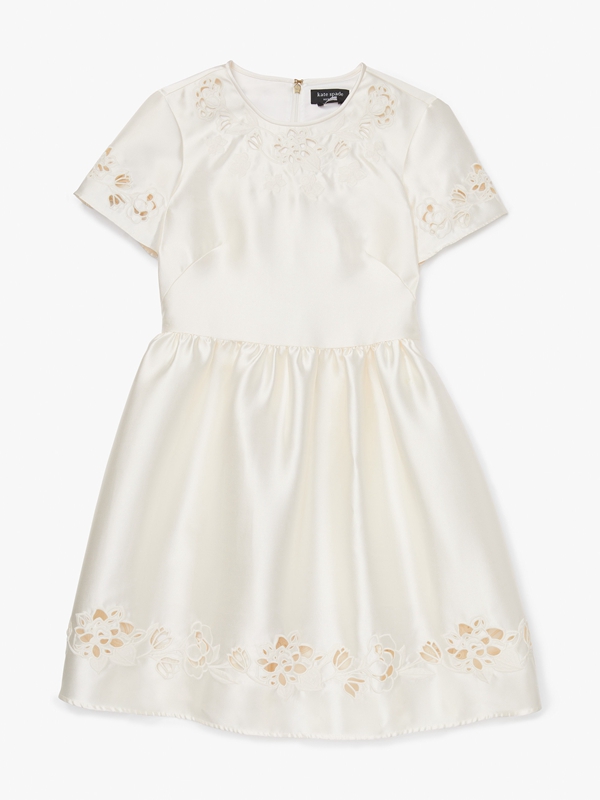 Cream Kate Spade Embroidered Cutwork Women's Dress | 73015-BPWY