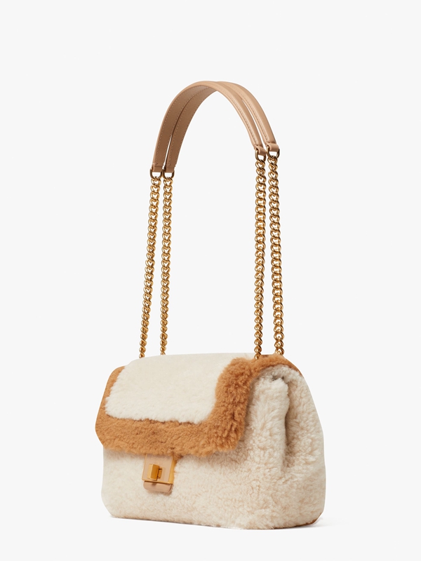 Cream Kate Spade Evelyn Faux Shearling Medium Convertible Women's Shoulder Bags | 64138-TPID