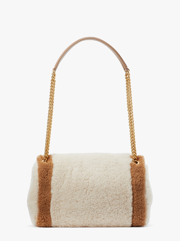 Cream Kate Spade Evelyn Faux Shearling Medium Convertible Women's Shoulder Bags | 64138-TPID