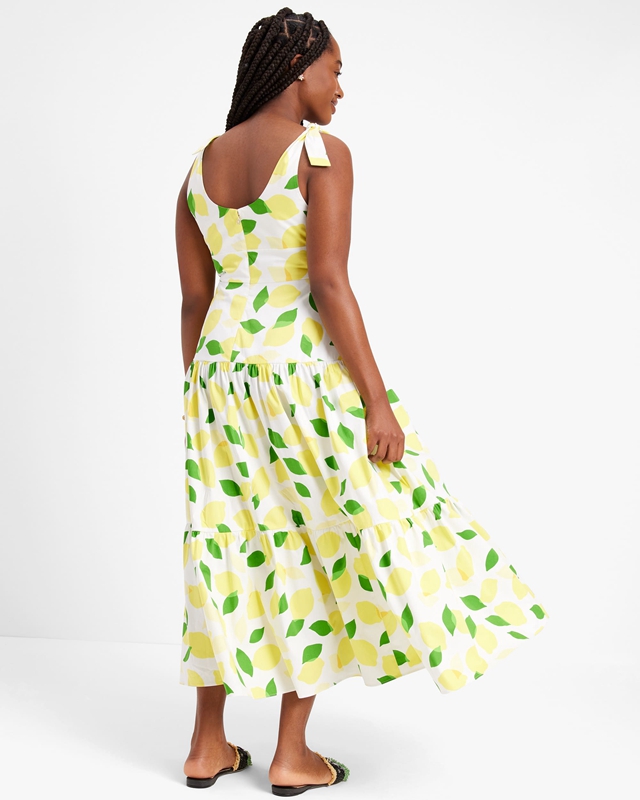 Cream Kate Spade Lemon Toss Tiered Maxi Women's Dress | 81236-LMVG