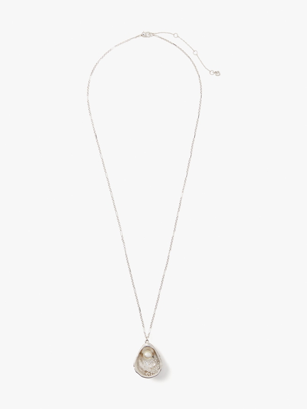 Cream / Silver Kate Spade Oyster Pendant Women's Necklace | 81653-LZWB