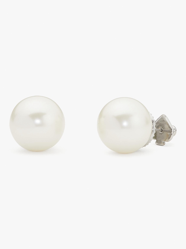 Cream / Silver Kate Spade Pearls Please Statement Studs Women\'s EarRings | 73016-LKCN