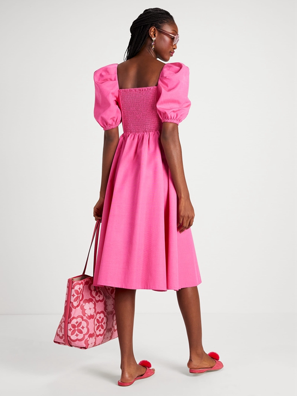 Dark Pink Kate Spade Twist Bodice Puff Sleeve Women's Dress | 74156-CUXV