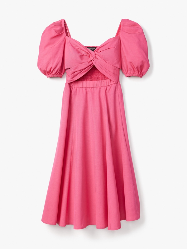 Dark Pink Kate Spade Twist Bodice Puff Sleeve Women's Dress | 74156-CUXV