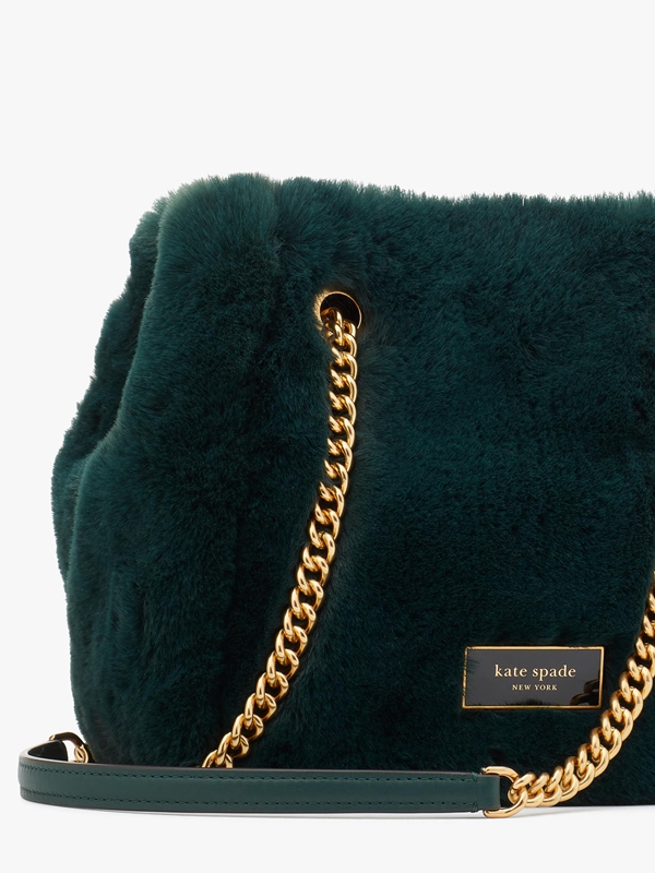 Deep Green Kate Spade Chain Bucket Faux Fur Small Chain Women's Bucket Bags | 62159-SODV