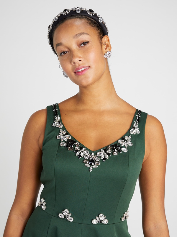 Deep Green Kate Spade Embellished Faille Grace Women's Dress | 31072-JBGK