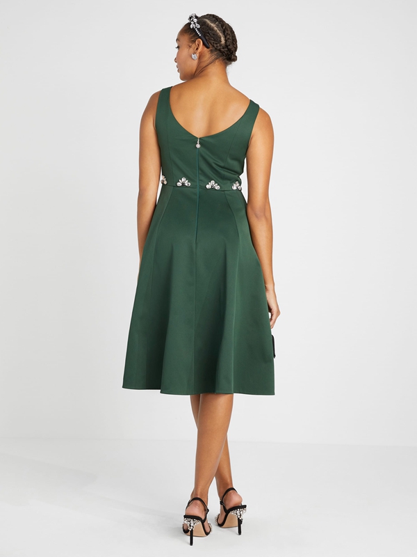 Deep Green Kate Spade Embellished Faille Grace Women's Dress | 31072-JBGK