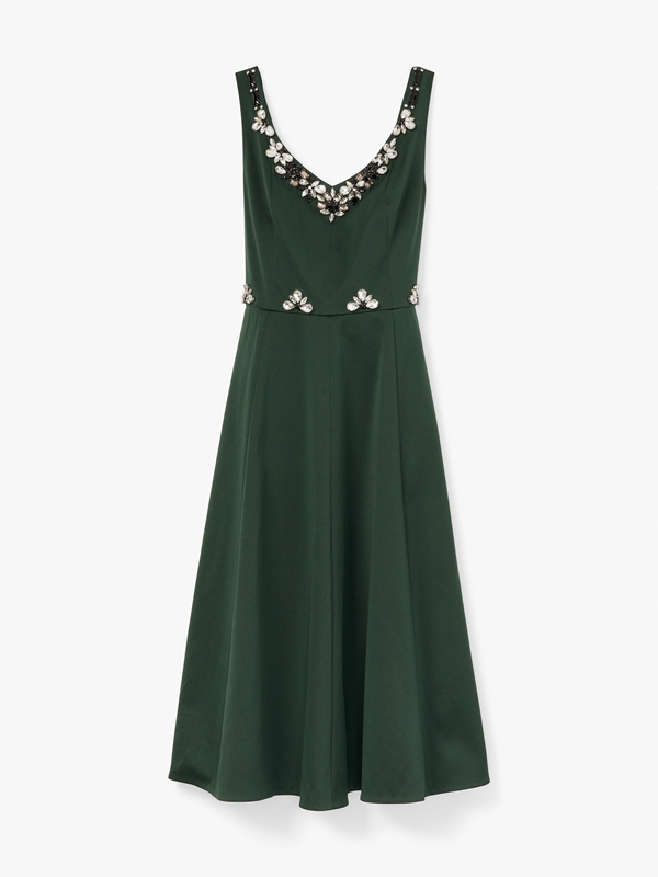 Deep Green Kate Spade Embellished Faille Grace Women's Dress | 31072-JBGK