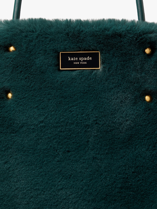 Deep Green Kate Spade Everything Faux Fur Medium Long Handles Women's Tote Bags | 15682-RUDP