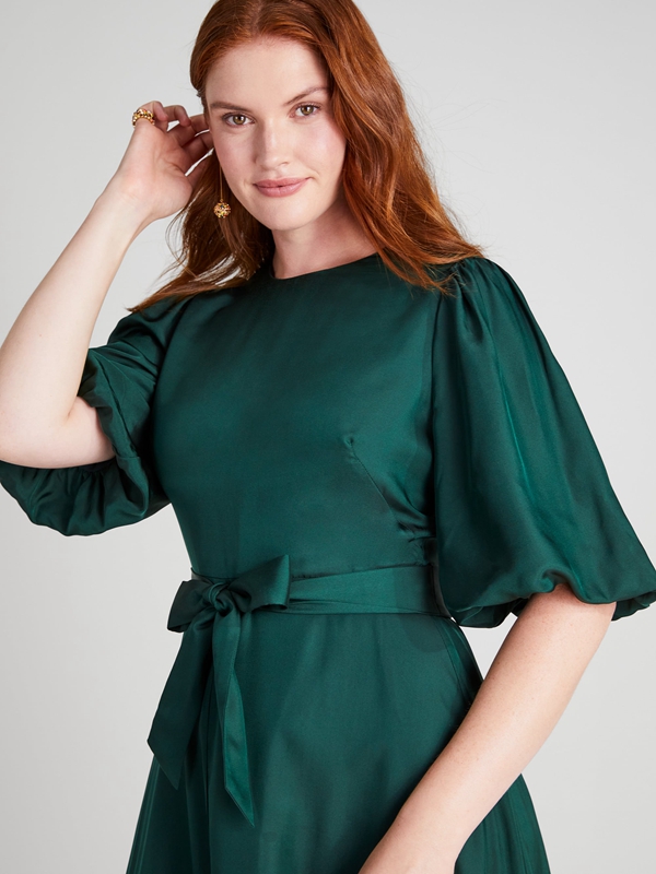 Deep Green Kate Spade Silk Twill Matinee Women's Dress | 34081-YNQP