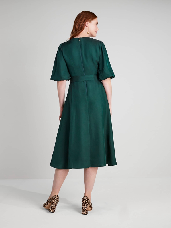 Deep Green Kate Spade Silk Twill Matinee Women's Dress | 34081-YNQP