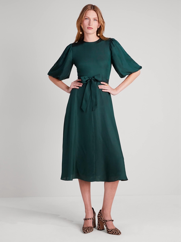 Deep Green Kate Spade Silk Twill Matinee Women's Dress | 34081-YNQP