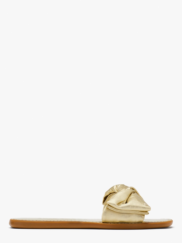 Gold Kate Spade Bikini Bow Slide Women's Sandals | 94708-AJNE