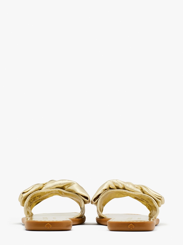 Gold Kate Spade Bikini Bow Slide Women's Sandals | 94708-AJNE