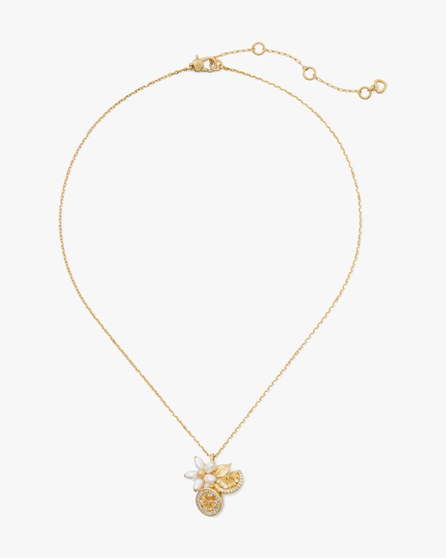 Gold Kate Spade Fresh Squeeze Cluster Pendant Women's Necklace | 20345-KXRN