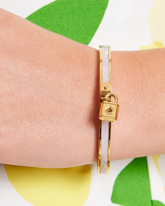 Gold Kate Spade Lock And Spade Charm Women's Bracelet | 49286-LOTF