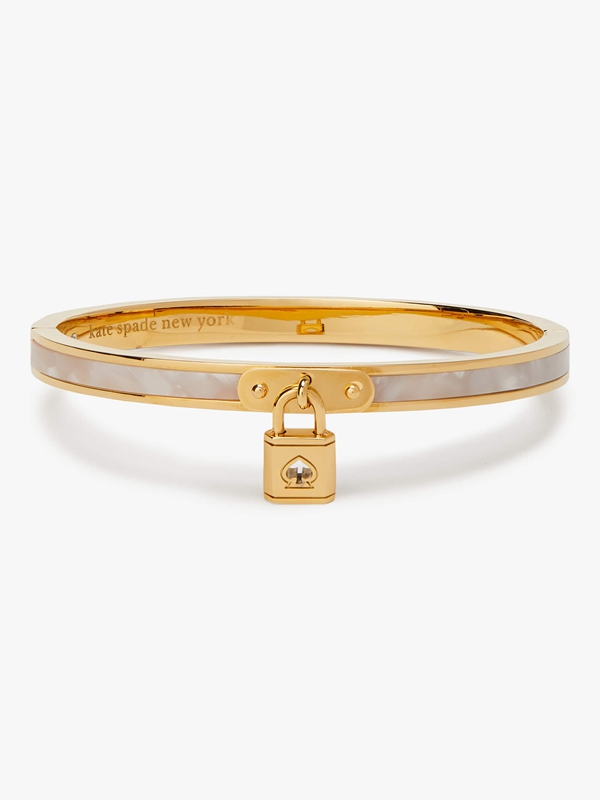 Gold Kate Spade Lock And Spade Charm Women\'s Bracelet | 49286-LOTF