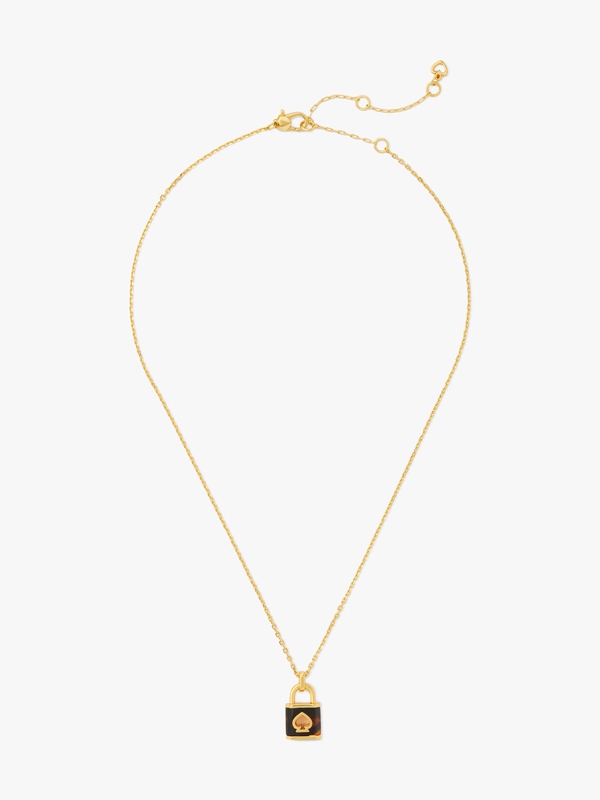 Gold Kate Spade Lock And Spade Mini Pendant Women's Necklace | 34129-JWNR