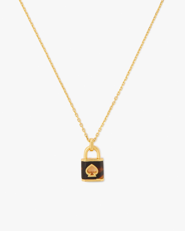 Gold Kate Spade Lock And Spade Mini Pendant Women\'s Necklace | 34129-JWNR